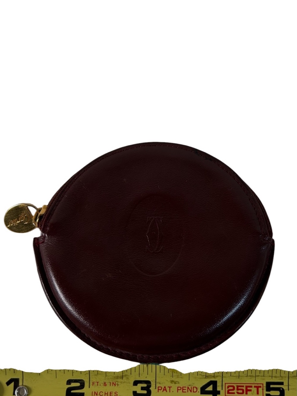 Vintage Cartier Must de Cartier Bordeaux Leather Round Coin Purse Luxury - Picture 2 of 9